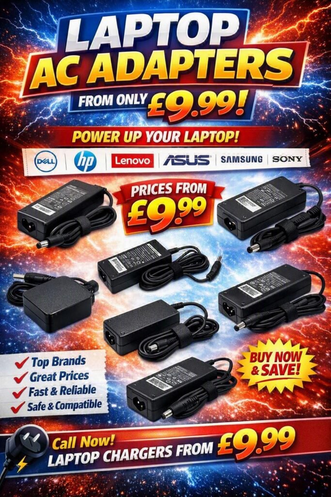 Replacement laptop AC adapters for Dell, HP, Lenovo, Asus, Samsung, Sony and Acer laptops